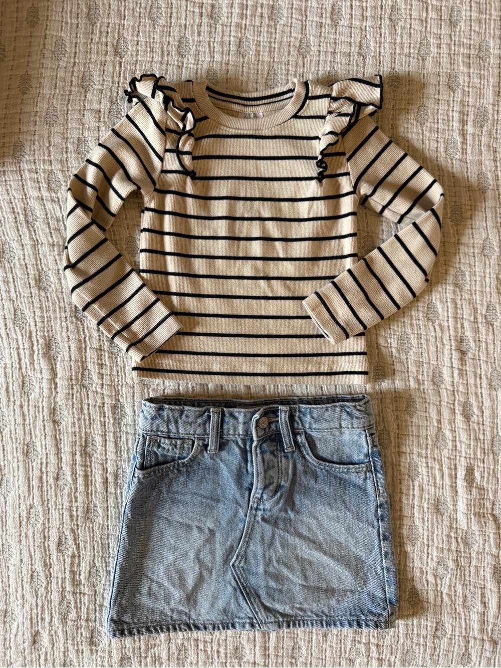 Zara Long-Sleeve & denim mini Set